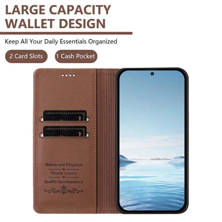 For Ulefone Note 20 Pro Peony Embossed Magnetic RFID Vegan Leather Phone Case(Brown)