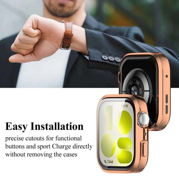 For Huawei Watch Fit 5 Pro xDfind Full-Coverage Electroplated TPU Watch Case(Rose Gold)