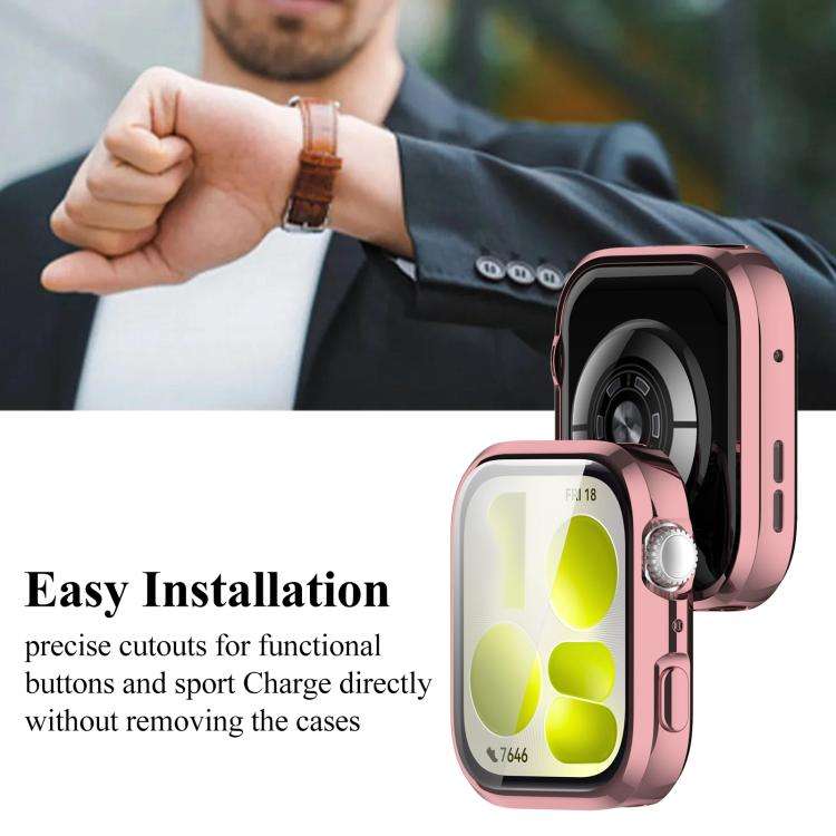 For Huawei Watch Fit 5 Pro xDfind Full-Coverage Electroplated TPU Watch Case(Pink)