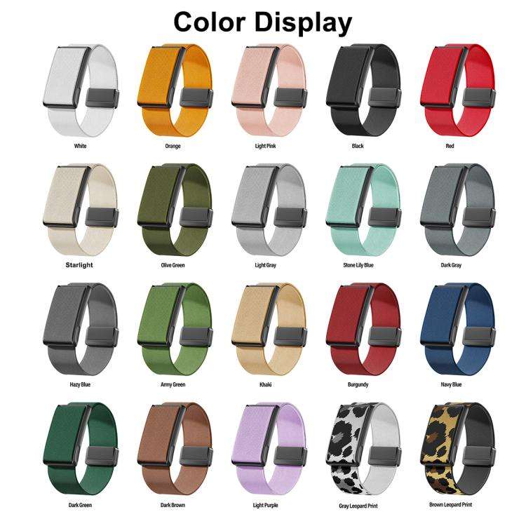 For Amazfit Helio Strap Magnetic Clasp Stretch Nylon Woven Watch Band with Metal Frame(Khaki)