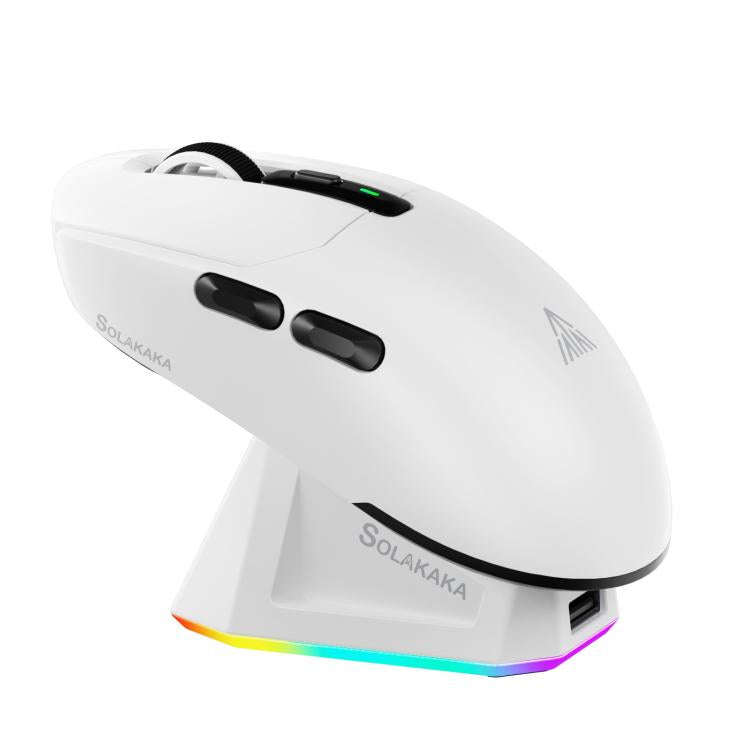 SOLAKAKA SM820 Tri-Mode 22000DPI 1000Hz Wireless Gaming Mouse with RGB Charging Dock(White)