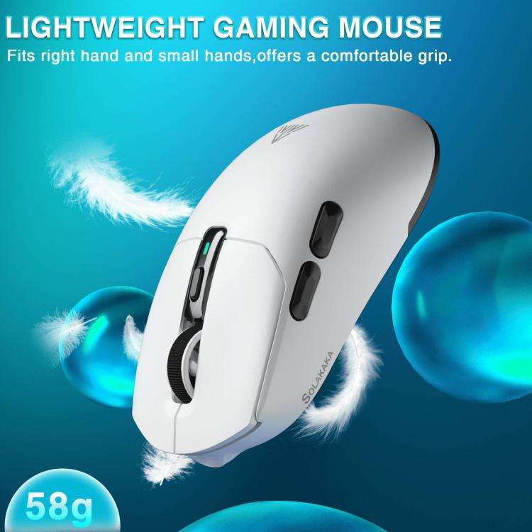 SOLAKAKA SM820 Tri-Mode 22000DPI 1000Hz Wireless Gaming Mouse with RGB Charging Dock(White)