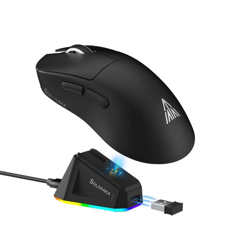 SOLAKAKA SM822 Tri-Mode 24000DPI 1000Hz Wireless Gaming Mouse with RGB Charging Dock(Black)