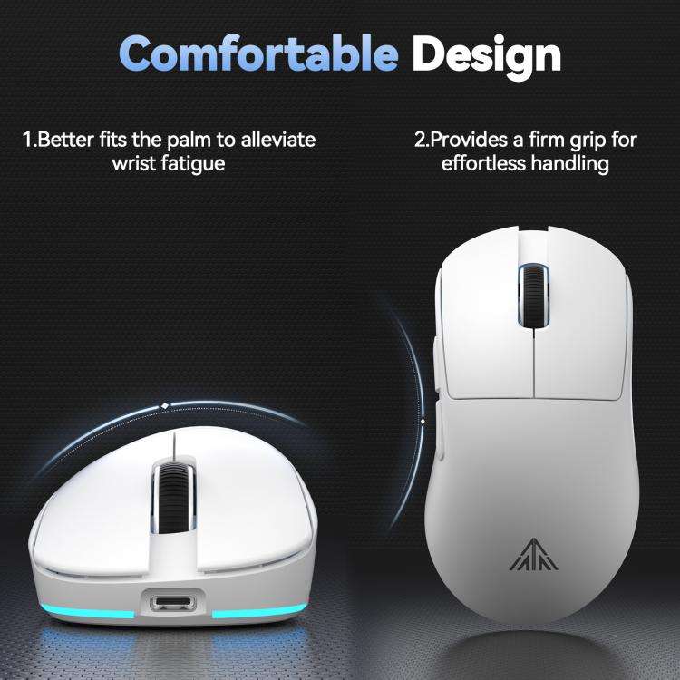 SOLAKAKA SM822 Tri-Mode 24000DPI 1000Hz Wireless Gaming Mouse with RGB Charging Dock(White)