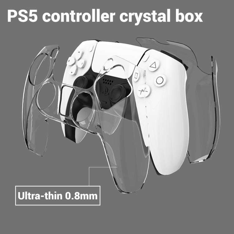 For Sony PS5 XDcase 2pcs Game Controller Split Crystal PC Protective Case(Transparent Black)