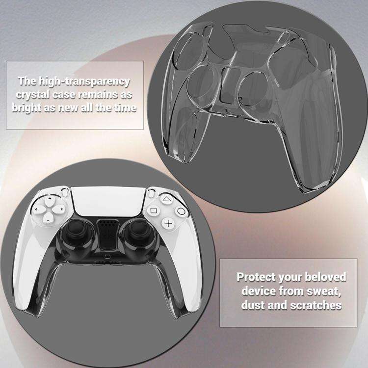 For Sony PS5 XDcase 2pcs Game Controller Split Crystal PC Protective Case(Transparent Black)