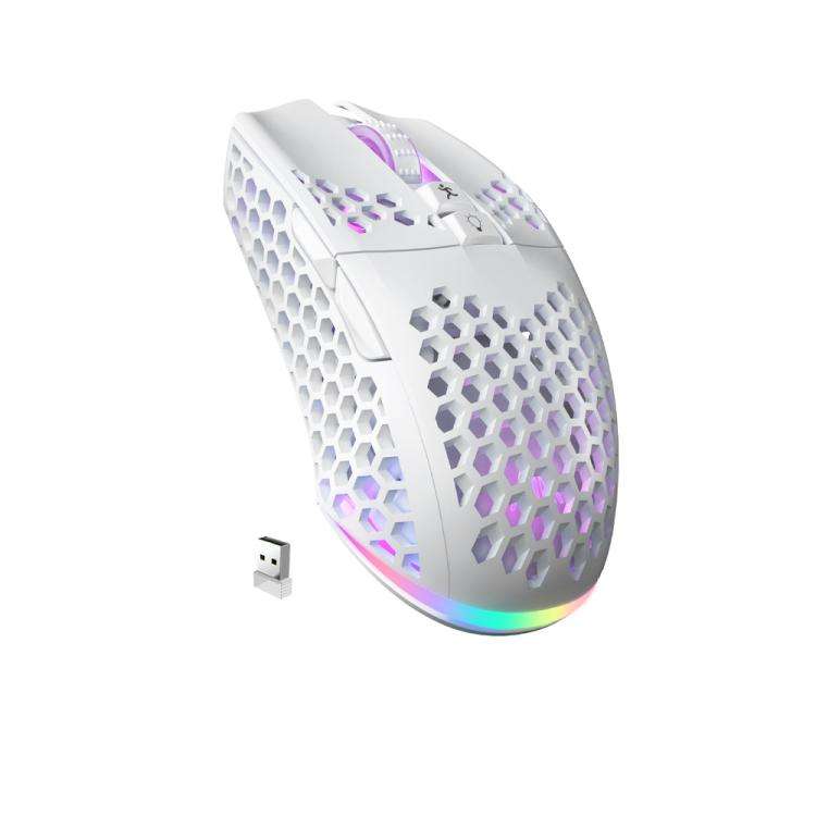 SOLAKAKA SM600 Hollowed Out RGB Tri-mode Wireless Gaming Mouse(White)