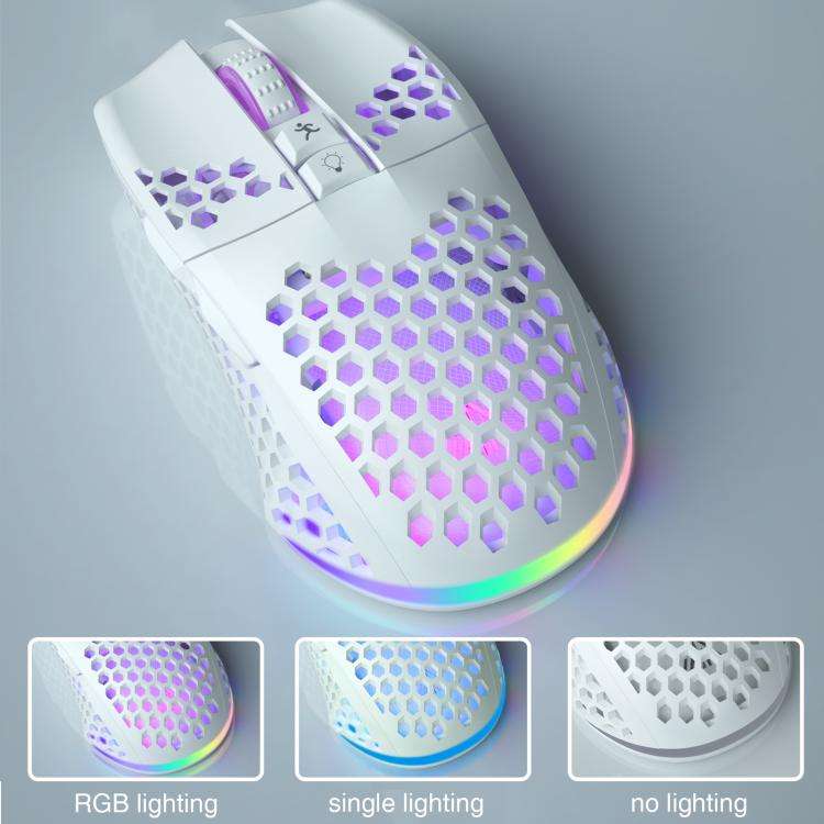 SOLAKAKA SM600 Hollowed Out RGB Tri-mode Wireless Gaming Mouse(White)