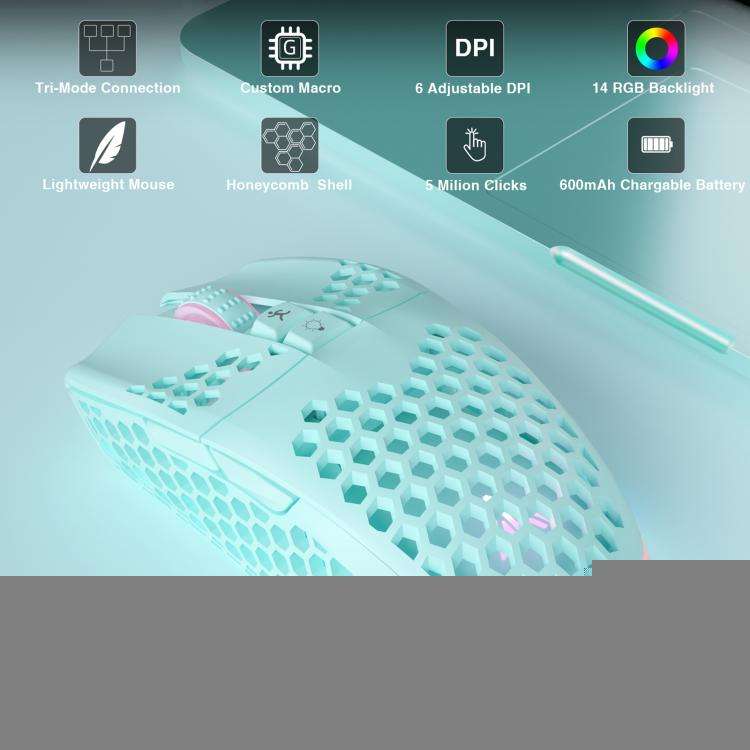 SOLAKAKA SM600 Hollowed Out RGB Tri-mode Wireless Gaming Mouse(Green)