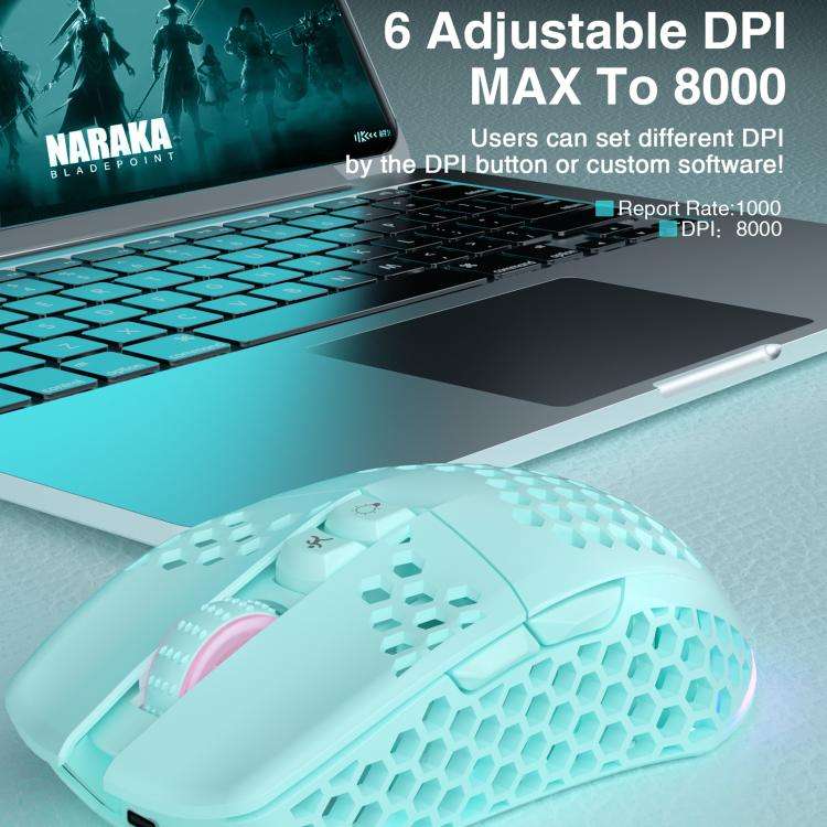 SOLAKAKA SM600 Hollowed Out RGB Tri-mode Wireless Gaming Mouse(Green)