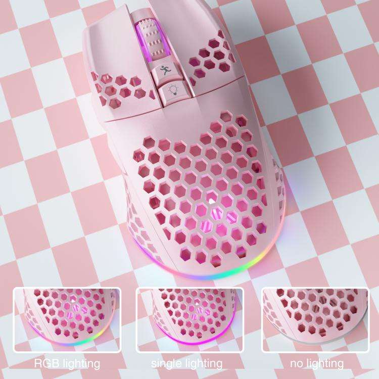 SOLAKAKA SM600 Hollowed Out RGB Tri-mode Wireless Gaming Mouse(Pink)