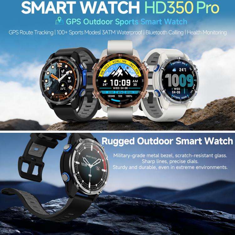 HD350 Pro 1.32 inch AMOLED GPS Sport Smart Watch, Support Bluetooth Call / Sleep / Blood Oxygen /...
