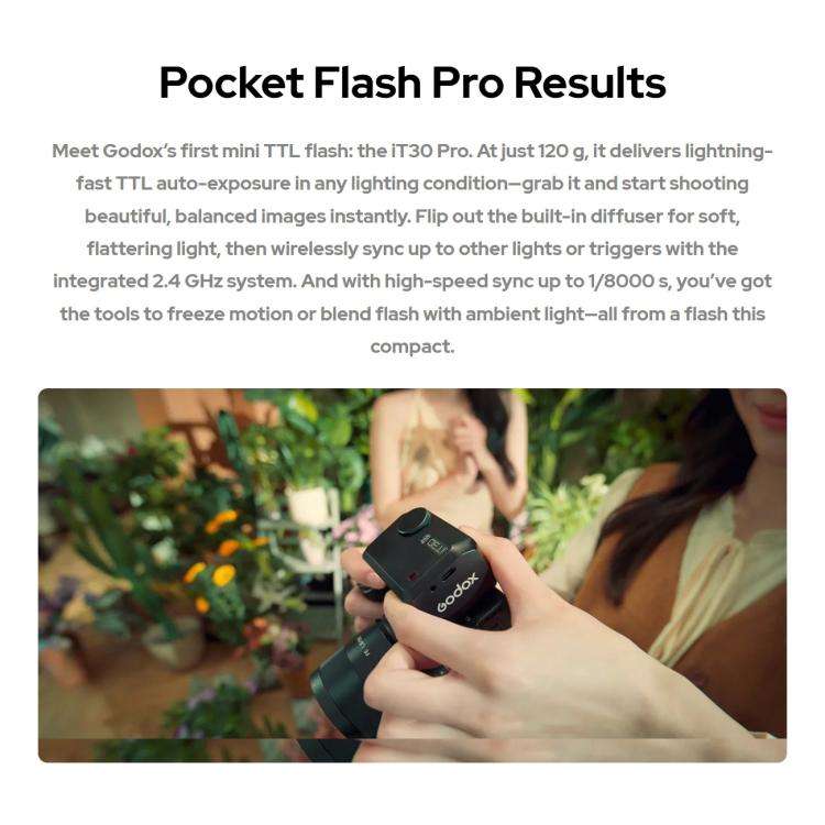 Godox iT30 Pro TTL Mini iFlash Camera Flash Light, Model: iT30 Pro S For Sony(Silver)