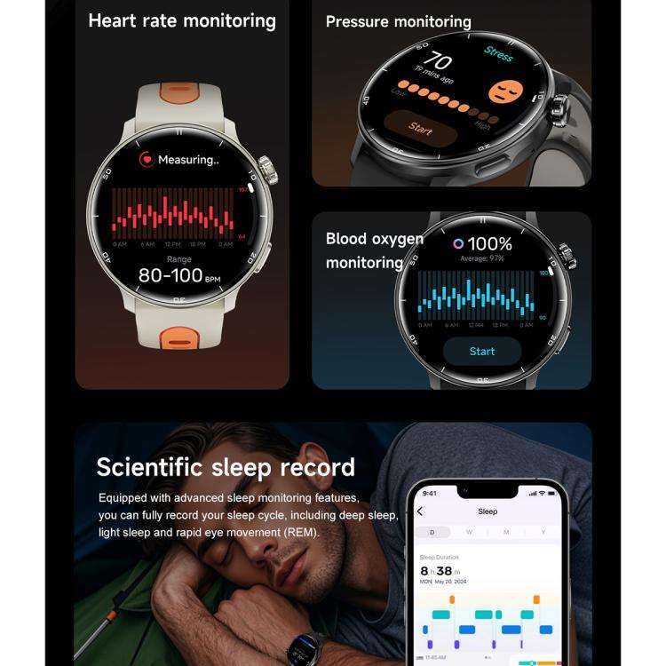 S666 1.43 inch AMOLED HD GPS Sport Smart Watch, Support Bluetooth Call / Sleep / Blood Oxygen / H...