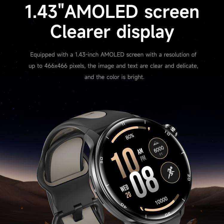 S666 1.43 inch AMOLED HD GPS Sport Smart Watch, Support Bluetooth Call / Sleep / Blood Oxygen / H...