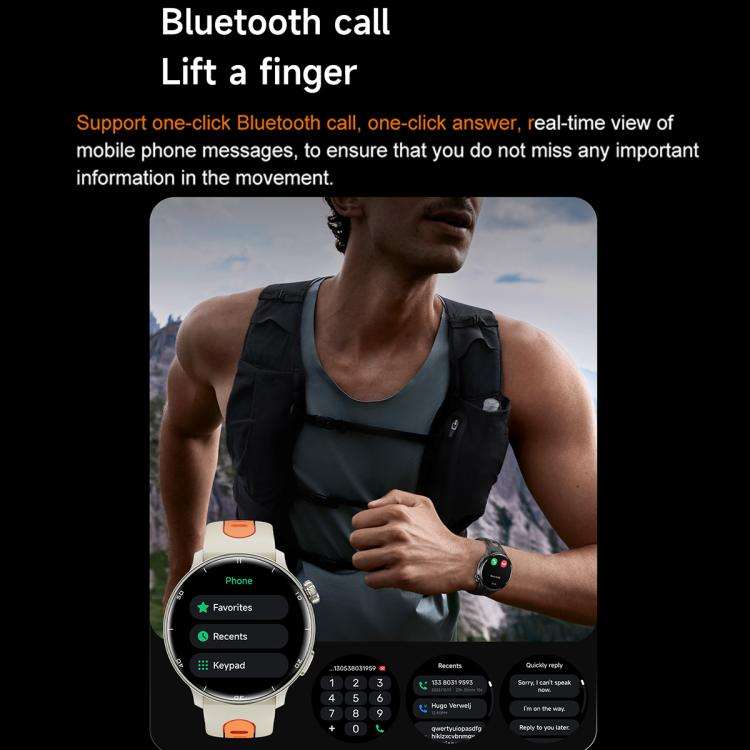 S666 1.43 inch AMOLED HD GPS Sport Smart Watch, Support Bluetooth Call / Sleep / Blood Oxygen / H...