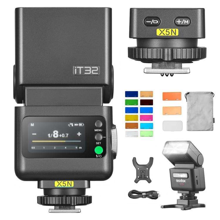 Godox iT32 iFlash Camera Flash & X5 TTL Wireless Flash Trigger with MA02 Magnetic Color Filters F...