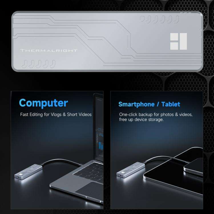 THERMALRIGHT HR-EB109 M.2 NVMe SSD Enclosure with USB to Type-C Cable & Type-C to Type-C Cable(Grey)