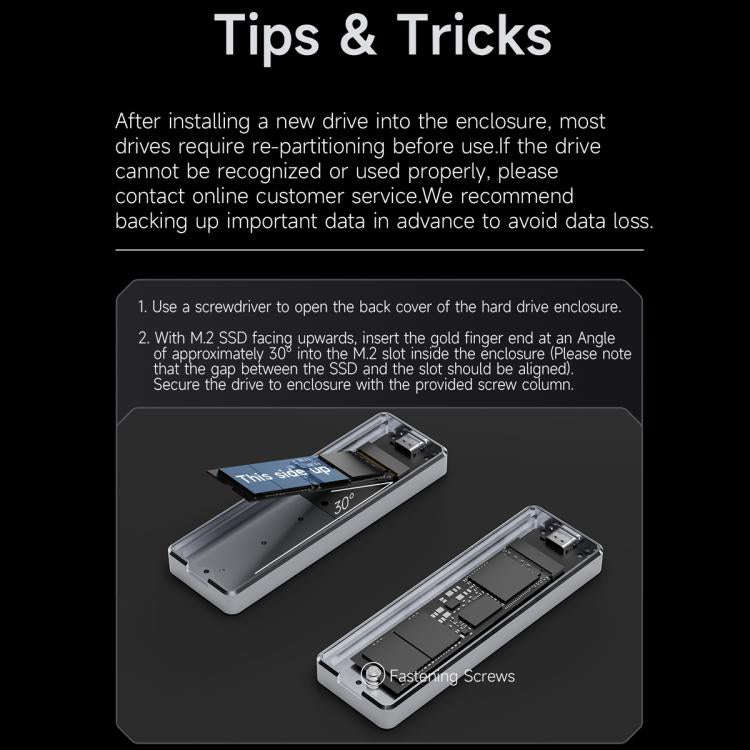 THERMALRIGHT HR-EB109 M.2 NVMe SSD Enclosure with USB to Type-C Cable & Type-C to Type-C Cable(Grey)