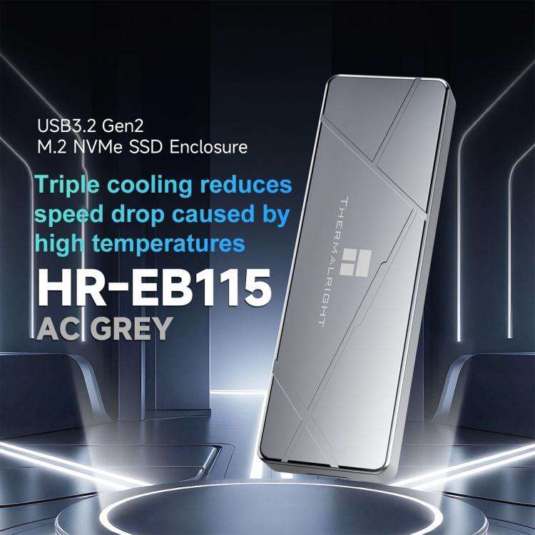 THERMALRIGHT HR-EB115 M.2 NVMe SSD Enclosure with USB to Type-C Cable & Type-C to Type-C Cable(Grey)