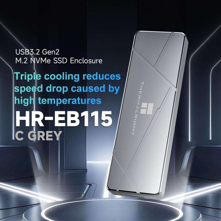THERMALRIGHT HR-EB115 M.2 NVMe SSD Enclosure with Type-C to Type-C Cable(Grey)