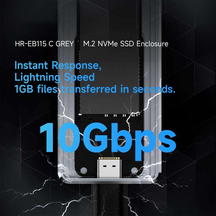 THERMALRIGHT HR-EB115 M.2 NVMe SSD Enclosure with Type-C to Type-C Cable(Grey)