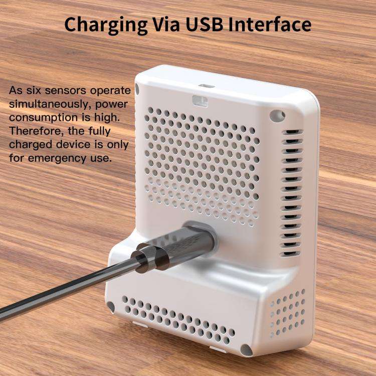 DA10 6-in-1 Smart Air Quality Monitor with 2.8-inch LCD Screen(White)