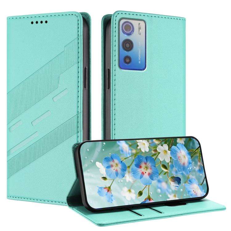For Doogee N60 Pro Embossed Multi-functional Wallet Retro Leather Phone Case(Mint Green)
