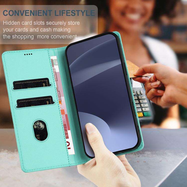 For Doogee N60 Pro Embossed Multi-functional Wallet Retro Leather Phone Case(Mint Green)