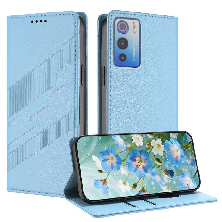 For Doogee N60 Pro Embossed Multi-functional Wallet Retro Leather Phone Case(Light Blue)