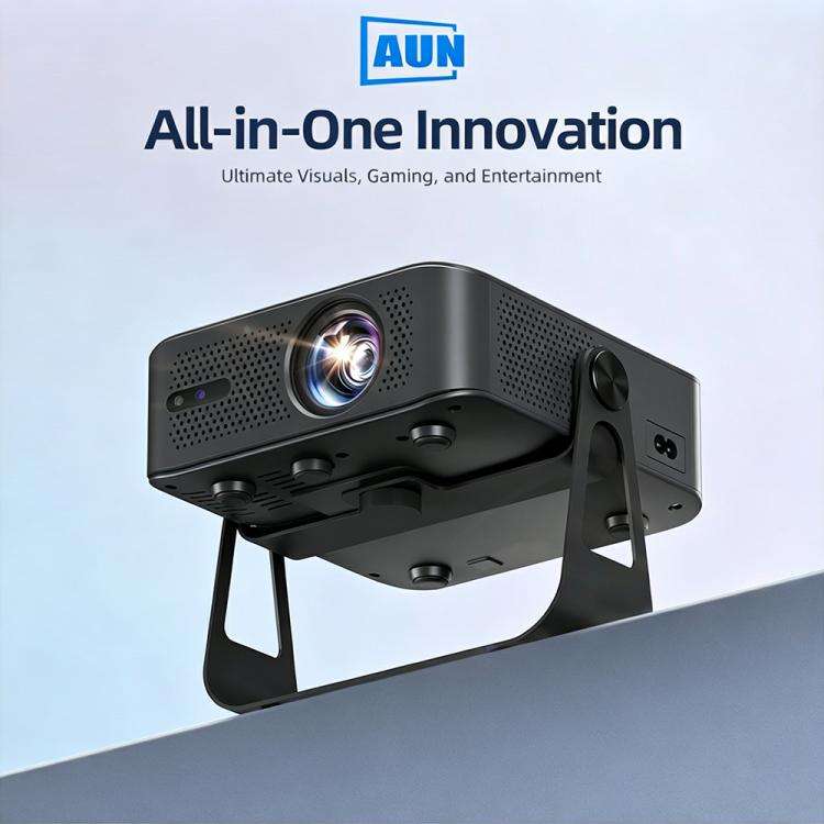 AUN A005 1080P 760ANSI LCD Display Smart Projector with Holder, Plug:US Plug(Dark Grey)