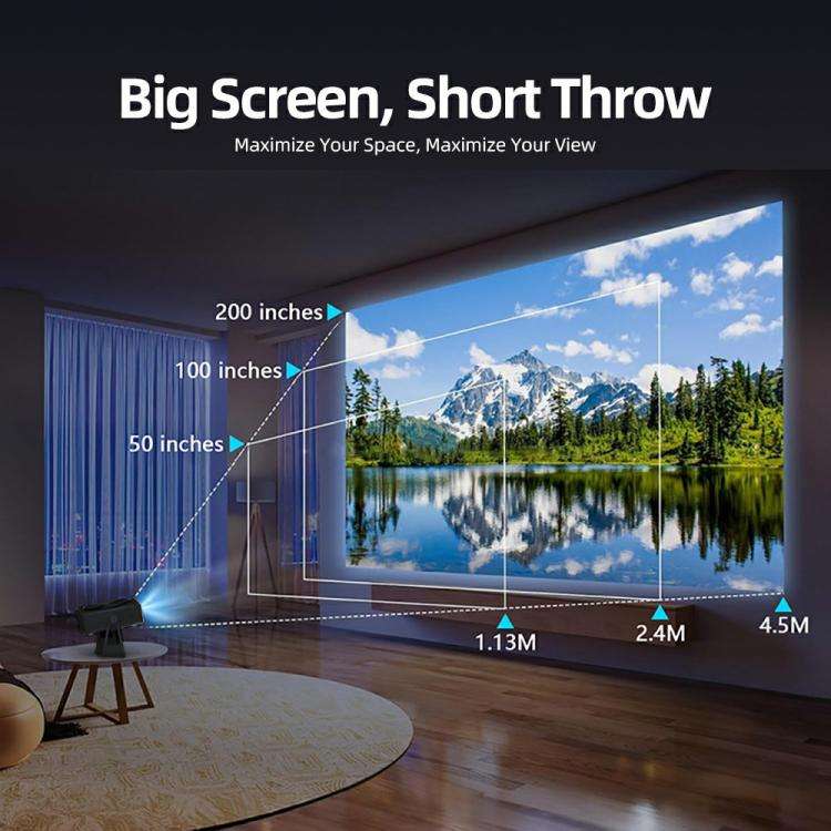 AUN A005 1080P 760ANSI LCD Display Smart Projector with Holder, Plug:UK Plug(Dark Grey)
