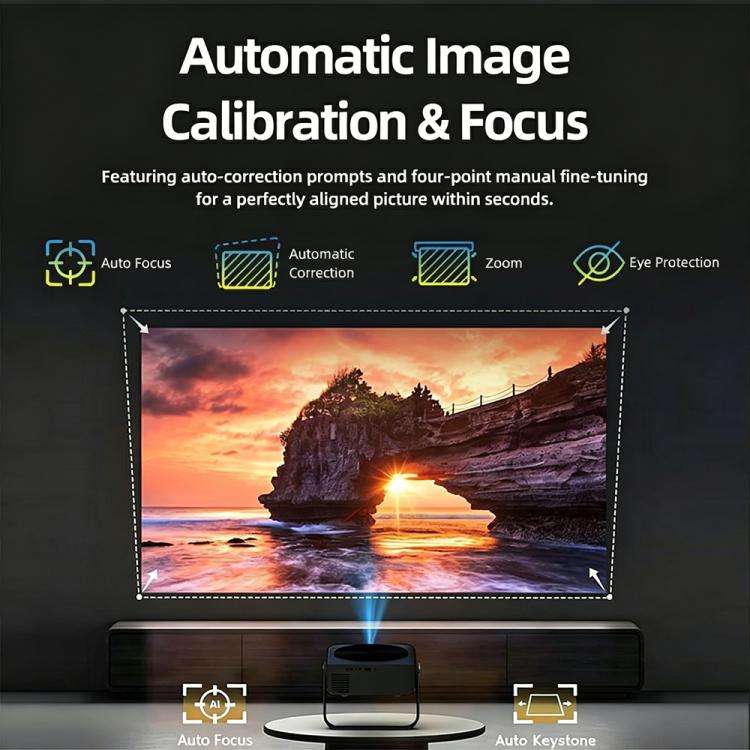 AUN A005 1080P 760ANSI LCD Display Smart Projector with Holder, Plug:US Plug(Dark Grey)