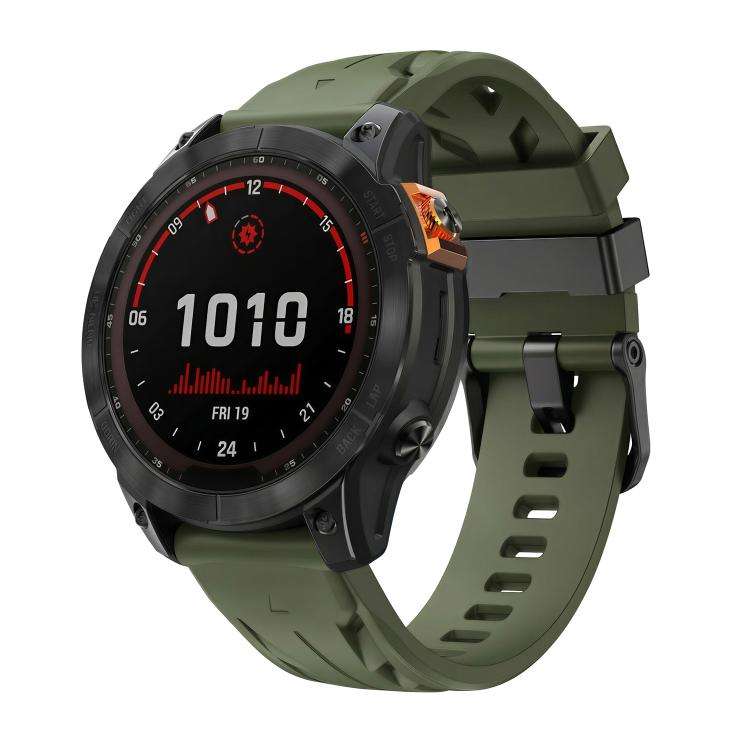 For Garmin 22mm Black Pin Buckle Silicone Watch Band(Army Green)