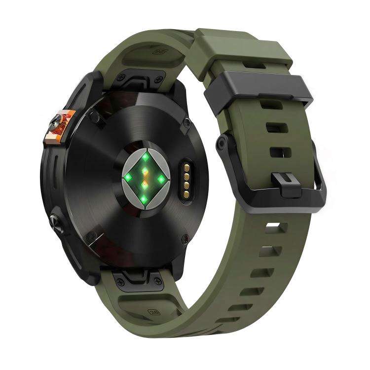 For Garmin 26mm Black Pin Buckle Silicone Watch Band(Army Green)