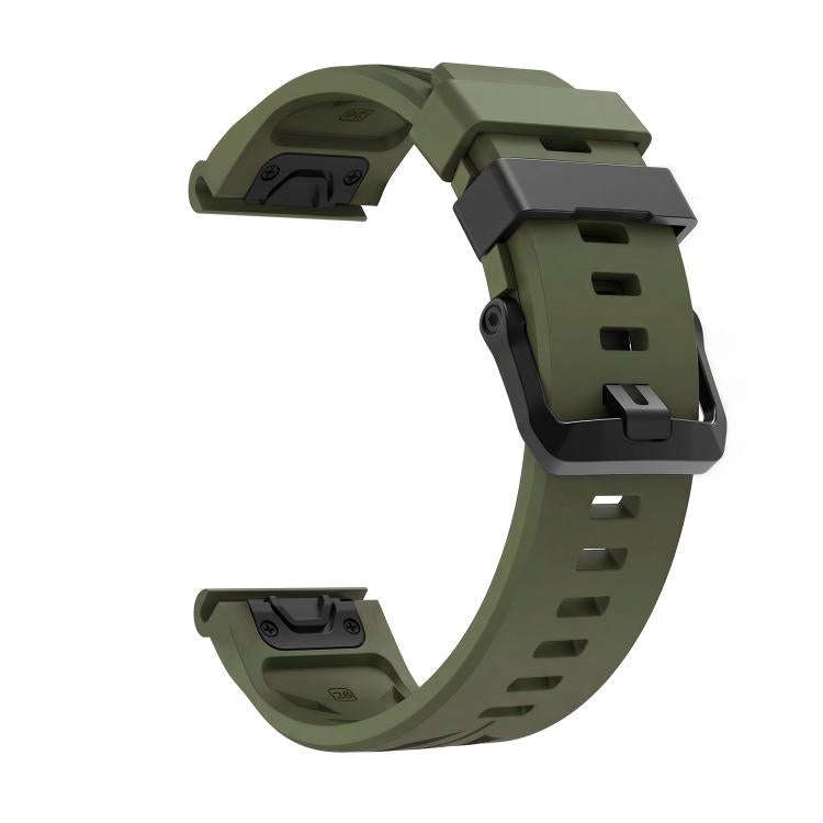 For Garmin 26mm Black Pin Buckle Silicone Watch Band(Army Green)