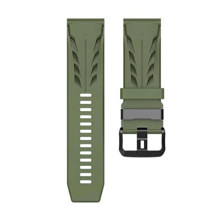 For Garmin 26mm Black Pin Buckle Silicone Watch Band(Army Green)