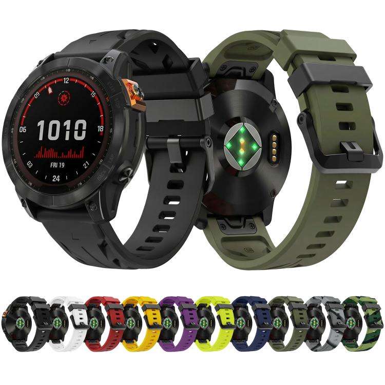 For Garmin 22mm Black Pin Buckle Silicone Watch Band(Army Green)