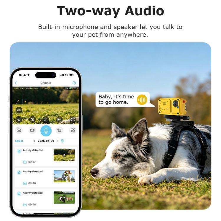 4G Outdoor Waterproof Pet GPS Location Tracker with Real-time Monitoring Camera, EU Version(Yellow)