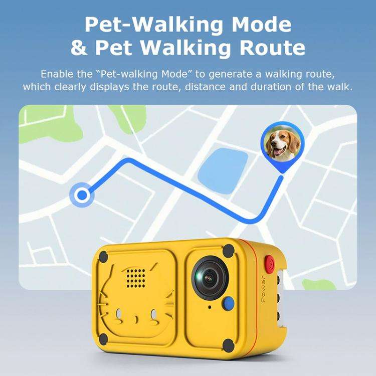 4G Outdoor Waterproof Pet GPS Location Tracker with Real-time Monitoring Camera, EU Version(Yellow)