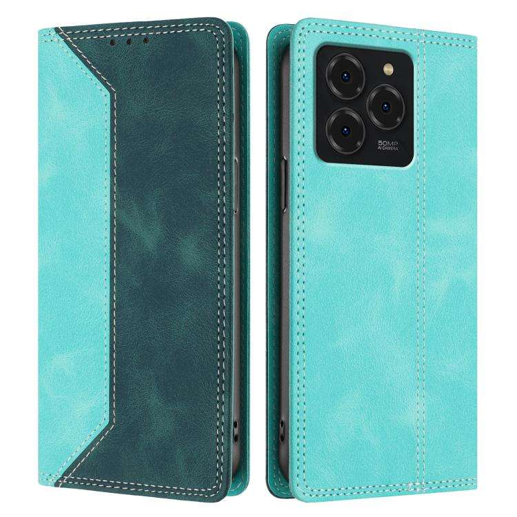 For Ulefone Note 20 Pro Skin Feel Two-tone RFID Blocking Vegan Leather Phone Case(Dark Green)