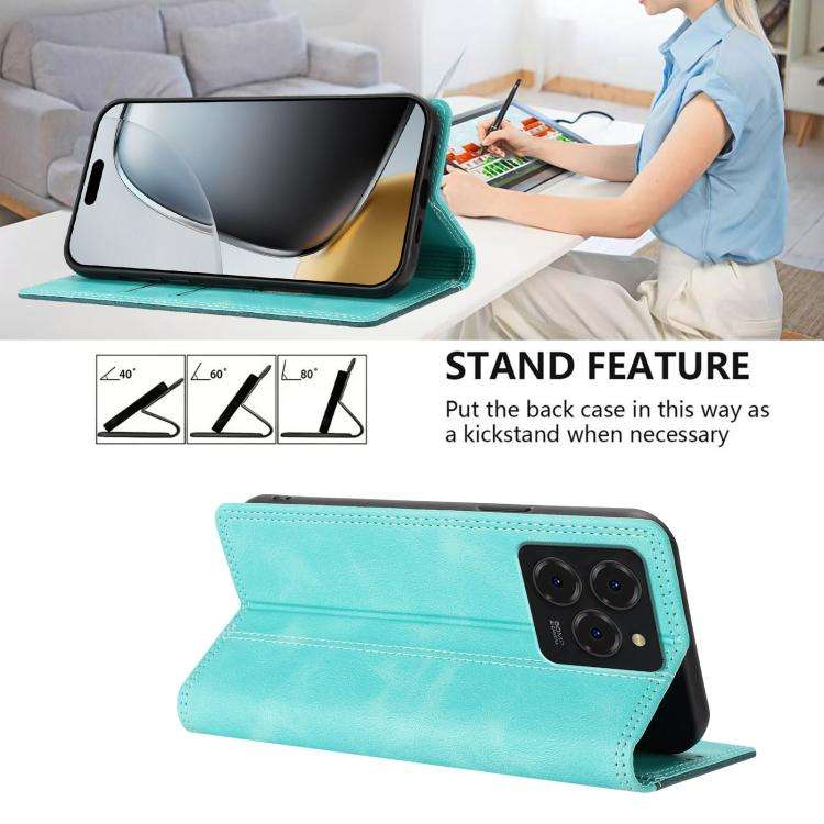 For Ulefone Note 20 Pro Skin Feel Two-tone RFID Blocking Vegan Leather Phone Case(Dark Green)