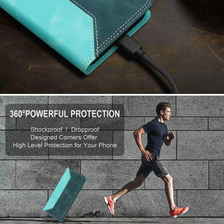 For Ulefone Note 20 Pro Skin Feel Two-tone RFID Blocking Vegan Leather Phone Case(Dark Green)