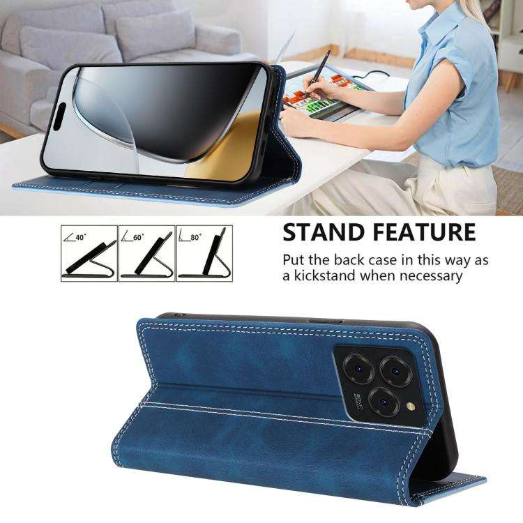 For Ulefone Note 20 Pro Skin Feel Two-tone RFID Blocking Vegan Leather Phone Case(Light Blue)