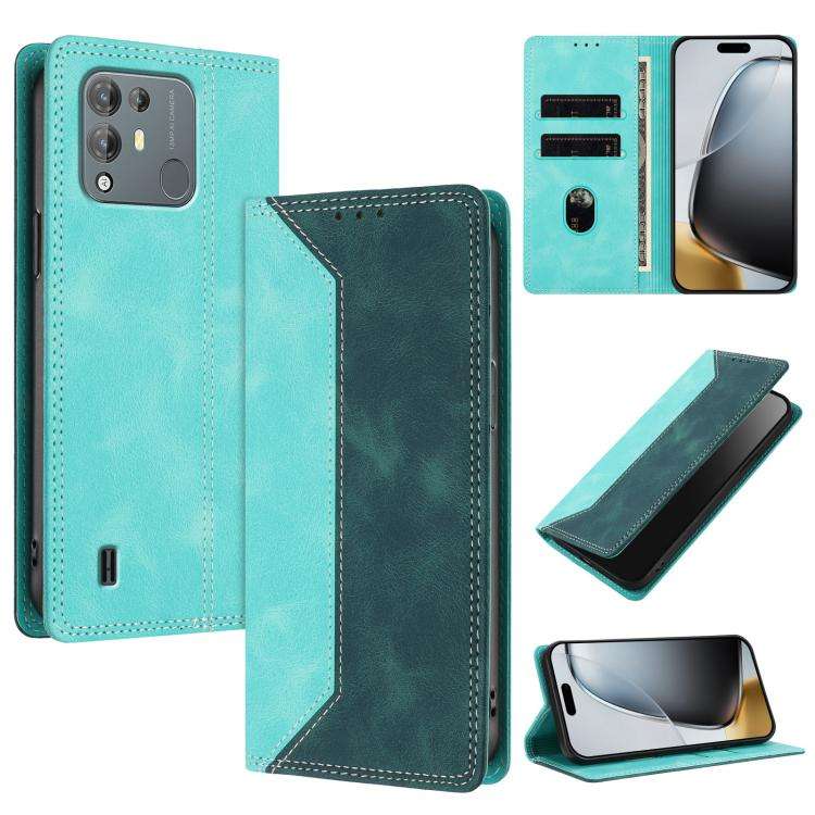 For Blackview A55 Pro Skin Feel Two-tone RFID Blocking Vegan Leather Phone Case(Dark Green)