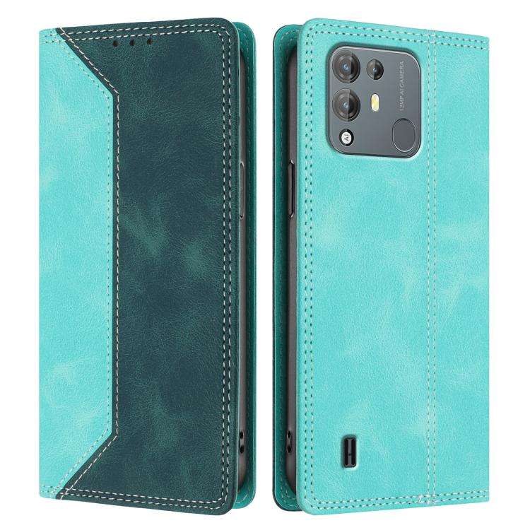 For Blackview A55 Pro Skin Feel Two-tone RFID Blocking Vegan Leather Phone Case(Dark Green)
