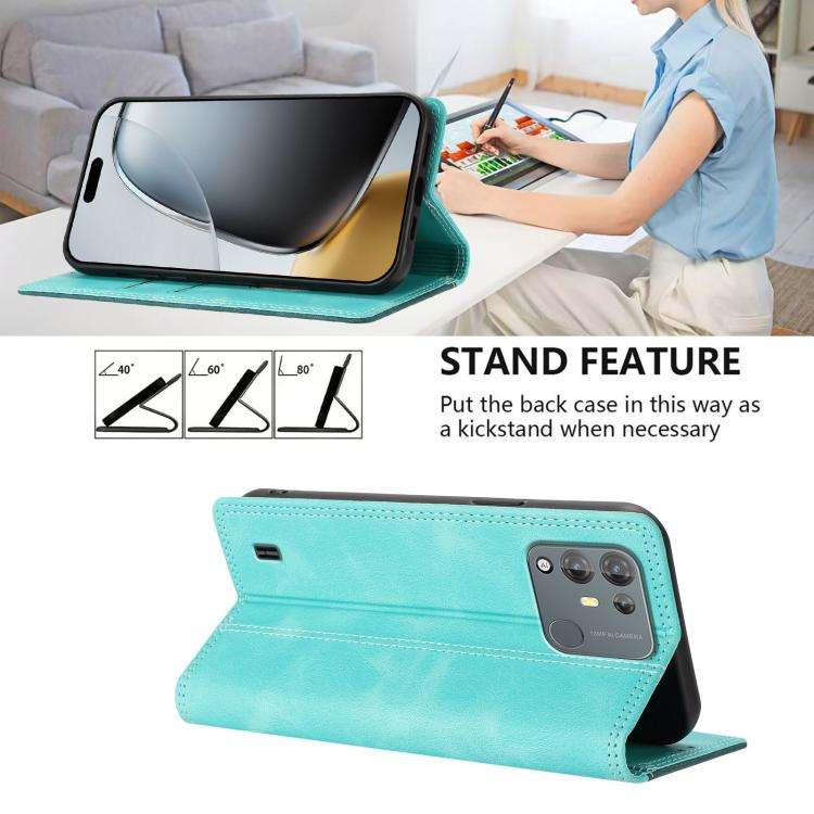 For Blackview A55 Pro Skin Feel Two-tone RFID Blocking Vegan Leather Phone Case(Dark Green)