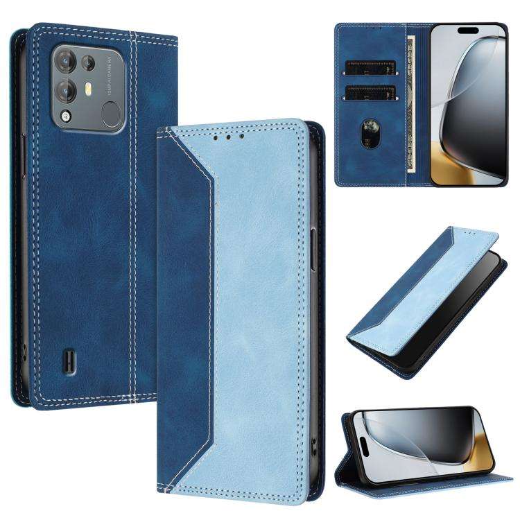 For Blackview A55 Pro Skin Feel Two-tone RFID Blocking Vegan Leather Phone Case(Light Blue)