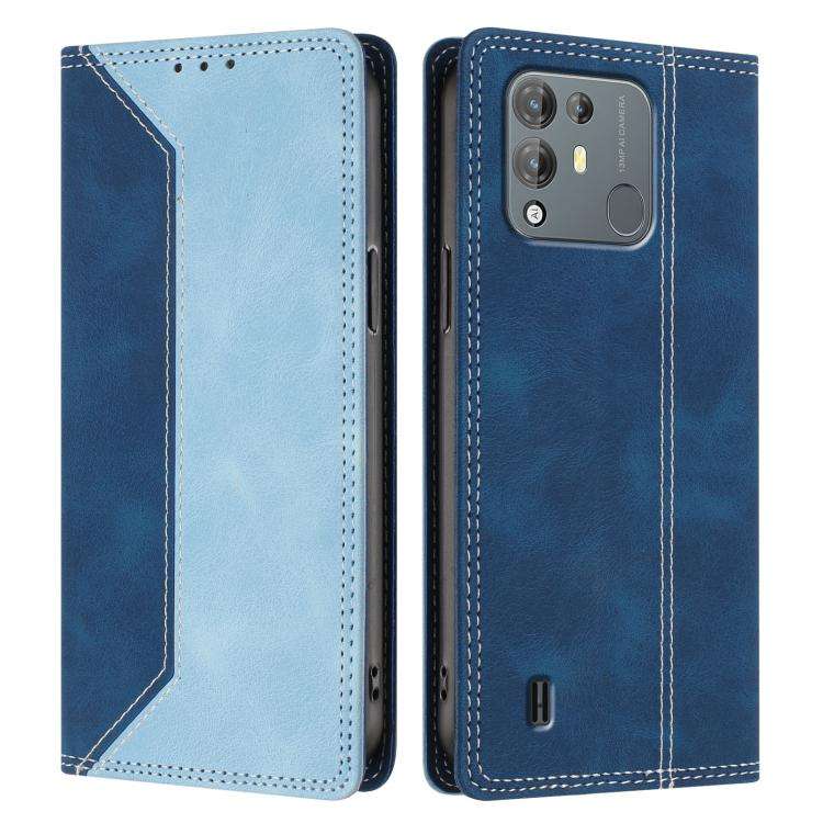 For Blackview A55 Pro Skin Feel Two-tone RFID Blocking Vegan Leather Phone Case(Light Blue)