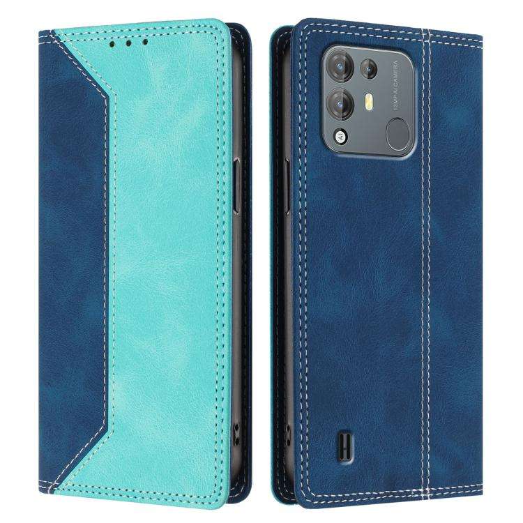 For Blackview A55 Pro Skin Feel Two-tone RFID Blocking Vegan Leather Phone Case(Light Green)